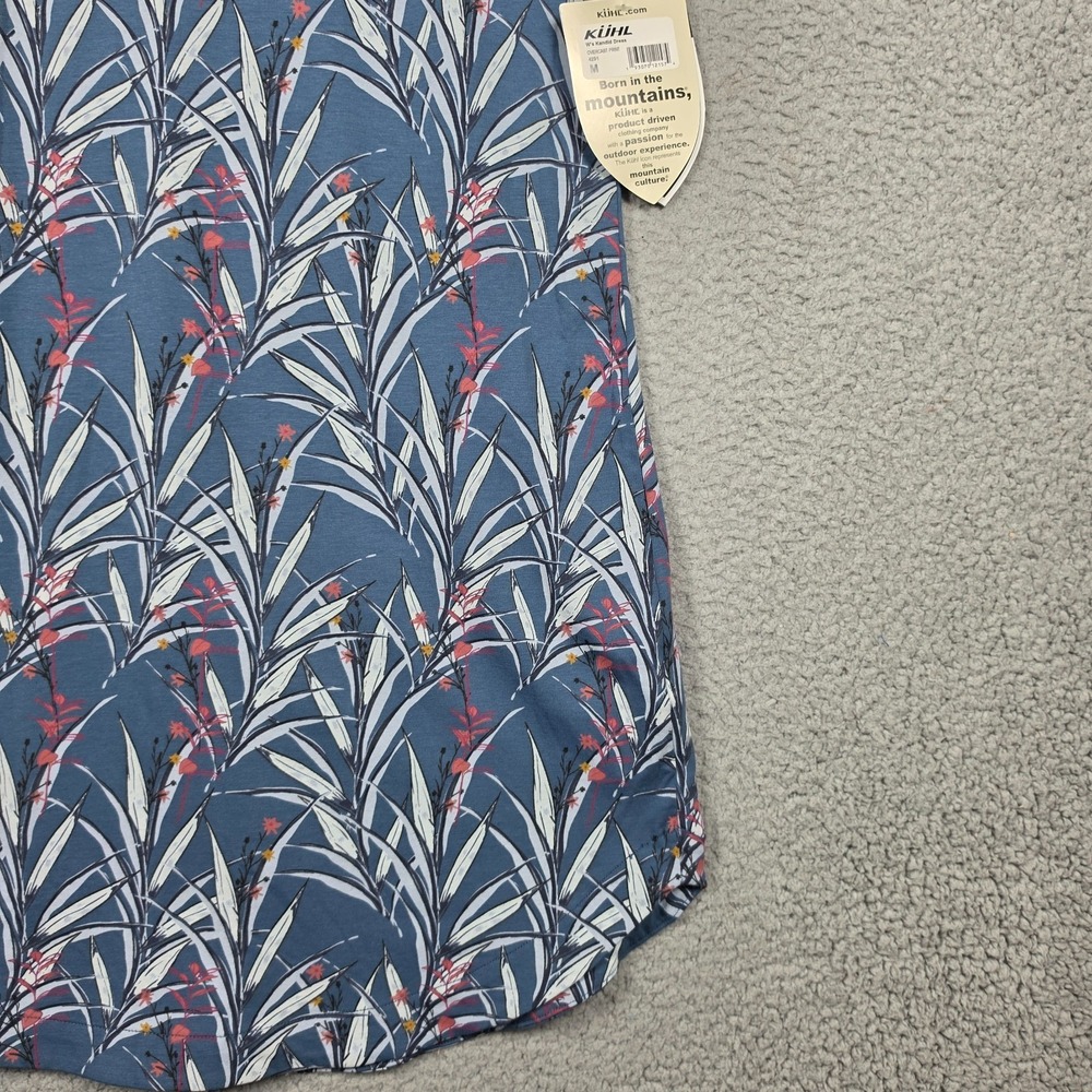 Kuhl Kandid Tank Dress Size Medium Blue Floral Overcast Print UPF 50 Curved Hem - Picture 4 of 16